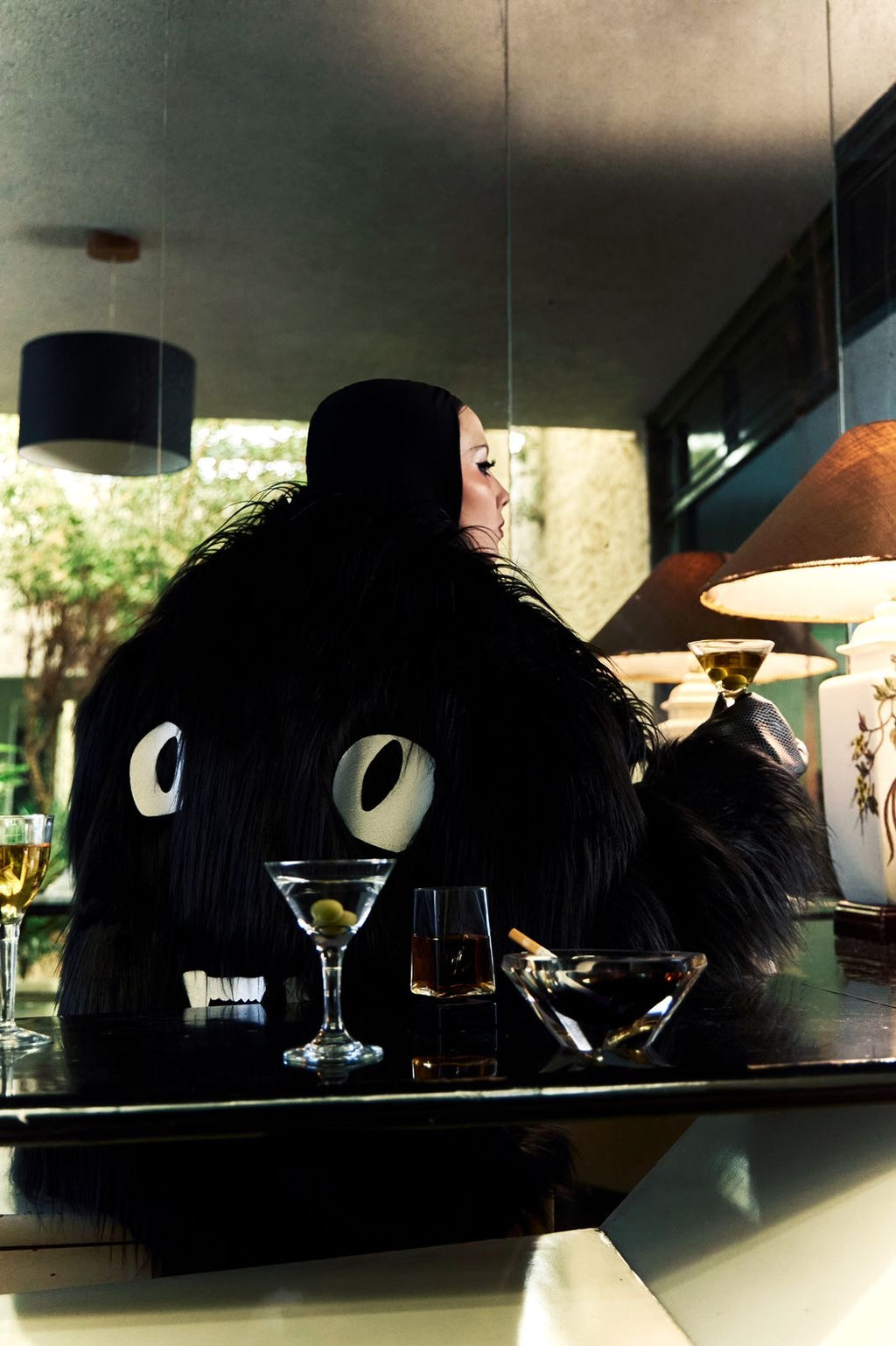 FURRY BLACK CAT COAT